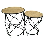 side table with woven top
